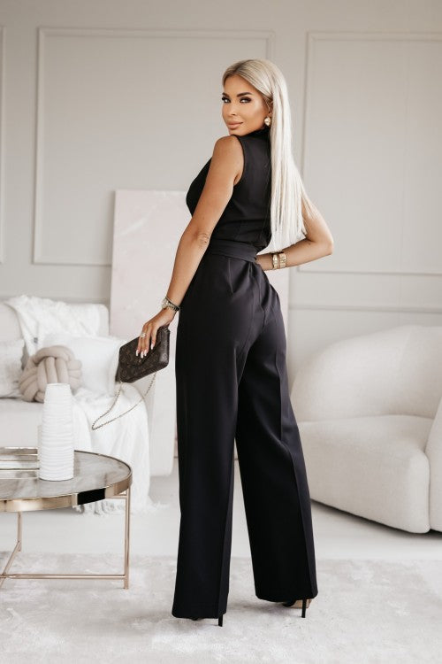 Angela | Ärmelloser Flared-Jumpsuit mit V-Ausschnitt