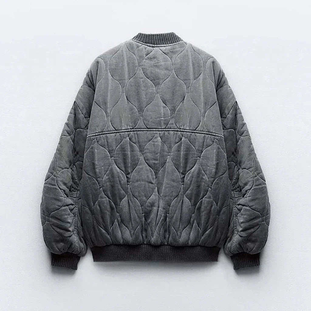 Maxime | Gepolsterte Oversized Bomberjacke in Vintage-Grau